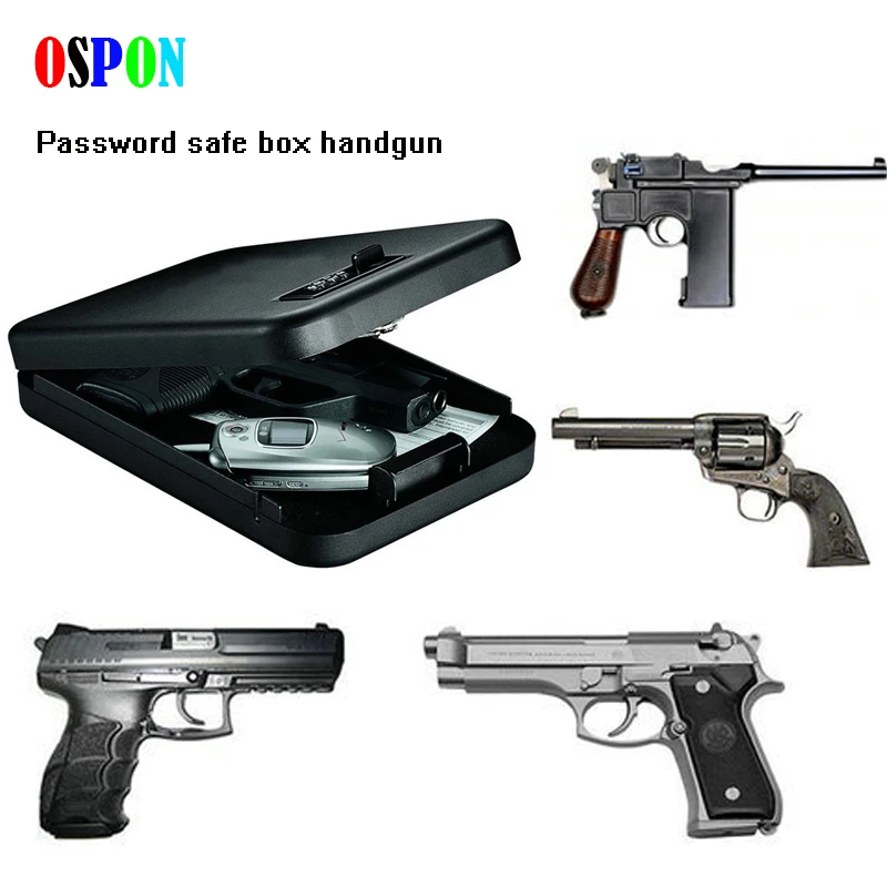 OSPON портативный ящик для безопасности денежный пистолет цифровой Малый Сейф холоднокатаная стальная Автомобильная Сейф Коробка для