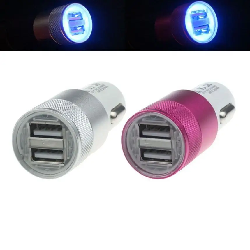 LED Light Dual 2 Port Car Phone Charger Adapter Fast Charging Socket