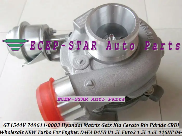 GT1544V 740611-0003 782403 740611 Turbocharger For HYUNDAI Matrix Getz KIA Cerato Rio Pdride CRDi 2004- D4FA D4FB U1.5L with Gaskets