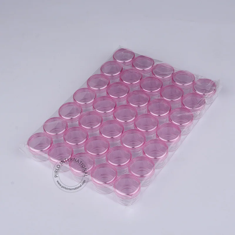 

35pcs 5g Small Plastic Cream Jar 5 Gram Empty Sample Containers Make Up Tools For Nail Art Pink Lid Split Charging Box