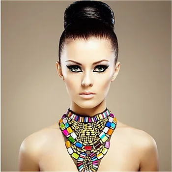 

Women's Fashion Multicolor Resin Chunky Bib Necklace