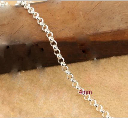 4mm Высокое качество, Стерлинговое Серебро S925, жемчужный крест, круглая цепочка, цепочка, сделай сам, ручная работа, фурнитура для изготовления ювелирных изделий, аксессуары - Цвет: 4mm
