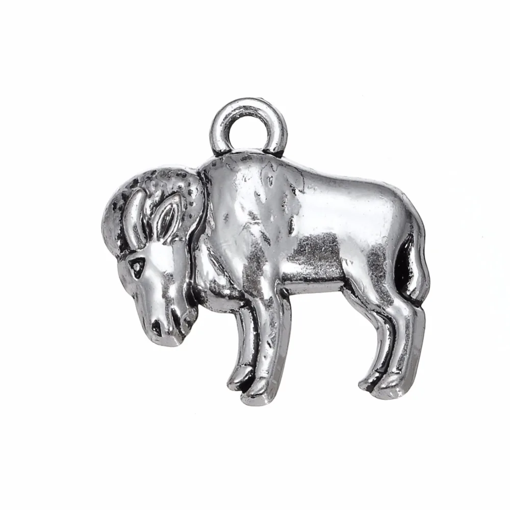 20 шт./лот сплава цинка античная посеребренные вырезать баффало полный с