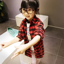 Футболки с длинными рукавами для маленьких мальчиков, клетчатые топы, костюм, 2 цвета для девочек 2-7 лет