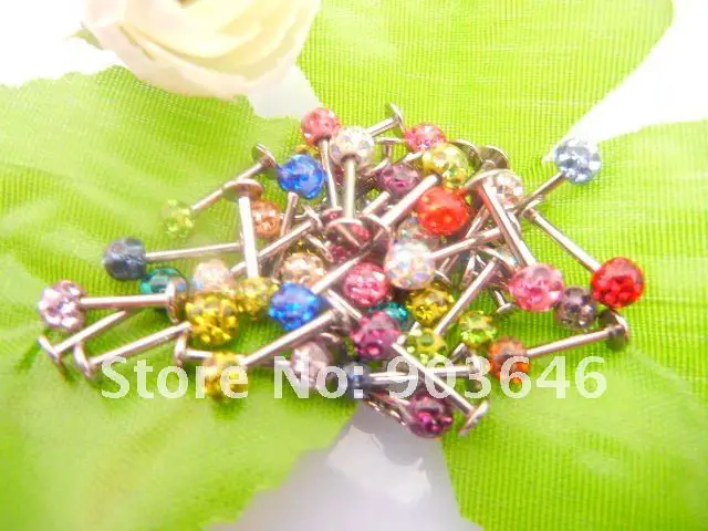 Бесплатная пересылка Lot50pcs Средства ухода за кожей пирсинг ювелирные изделия-16 г x8x3mm Кристалл Самоцветы губ губная кольцо Бар губ/уха Helix
