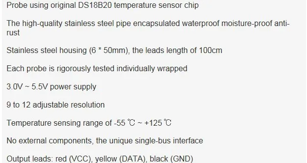 DS18B20 из нержавеющей стали посылка 1 м водонепроницаемый DS18b20 Температурный Зонд температурного датчика 18B20 Высокое качество