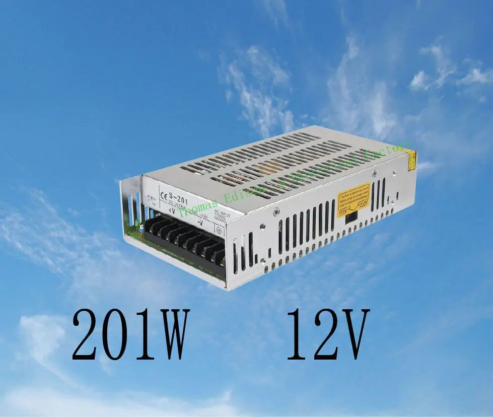 Светодиодный выключатель питания 201 Вт 12 В 16.5A ac dc преобразователь S-201-12 12 в переменный регулятор напряжения постоянного тока