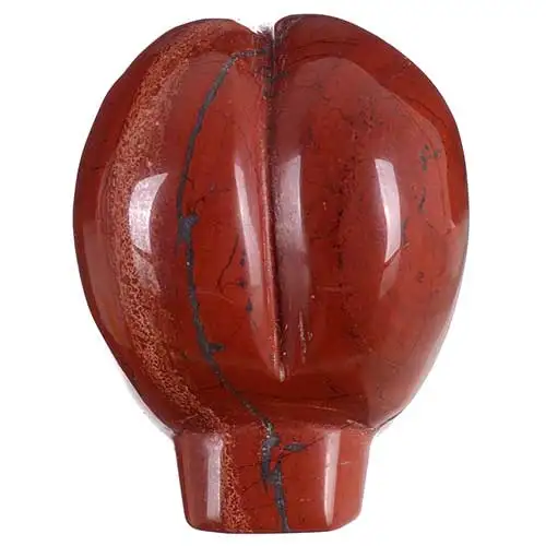 1,9" Натуральная красная яшма резной кристалл инопланетянин череп голова резьба