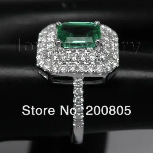 Популярные Винтаж Изумрудное кольцо 4x6 мм 18kt из белого золота с бриллиантами Изумрудное кольцо WU005