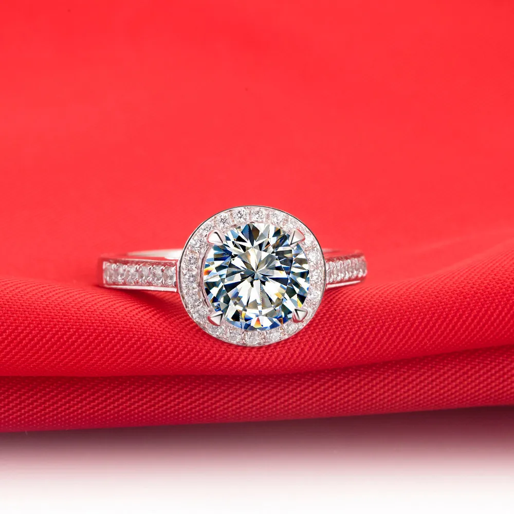 1CT блестящее Твердое 18 K Белое Золото Круглый бриллиант обручальное кольцо 18 K позолоченные украшения кольцо AU750 золото оригинальное кольцо