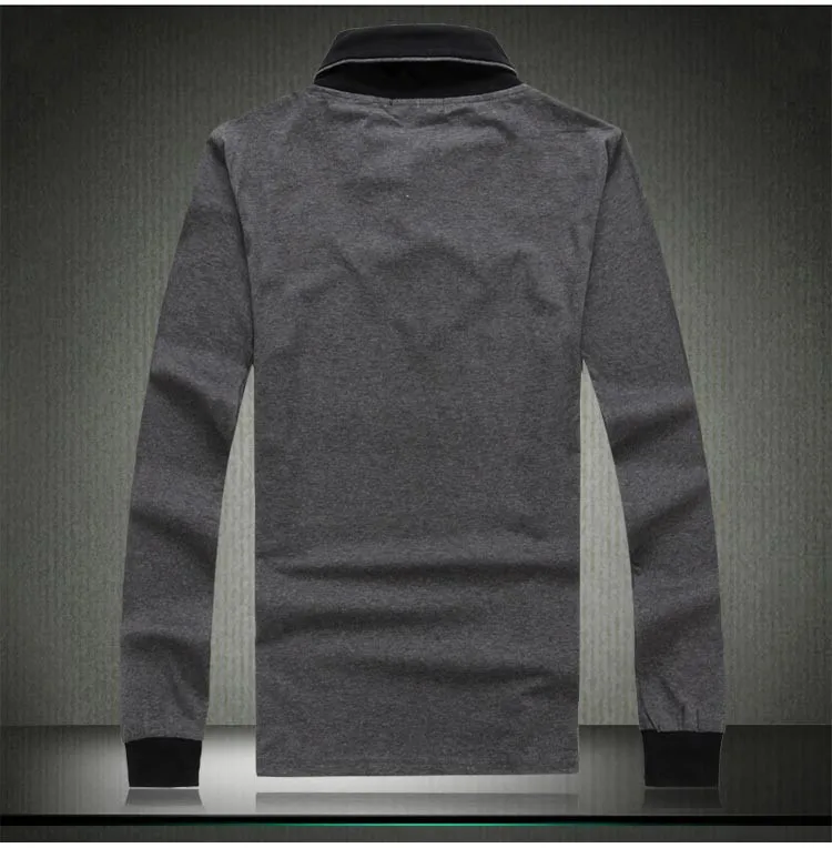 Новая весна и осень Мужская slim fit V шеи Длинные рукава футболка мужская одежда мода черный и темно-серый Основные хлопок футболки D140