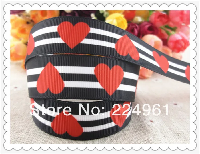 2013 Новое поступление 7/"(22 мм) полоса печатных grosgrain ленты красный лента для сердца hairbows 10 ярдов