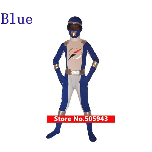 Free Shipping Cheap Wholesale Children Full Body Power Ranger Superhero Lycra Zentai Suit Halloween Costume KC2017 (5)