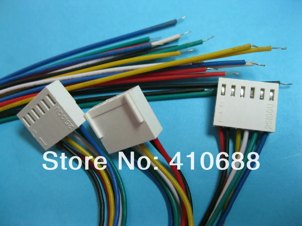 1000 шт. 2510 шаг 2,54 мм 6 Pin Гнездовой разъем с 26AWG 300 мм приводит кабель
