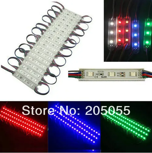 100 шт. супер яркий 5050 RGB светодиодный модуль SMD 3 светодиоды Водонепроницаемый 12 В DC 20 штук/String привело канал Письмо рекламировать окна вздох