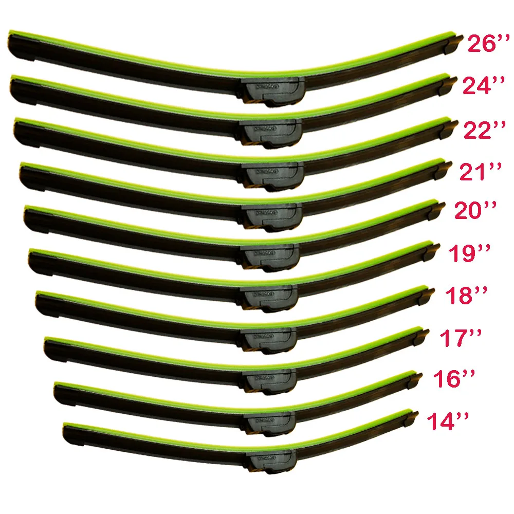 14'' 16'' 17'' 18'' 19'' 20'' 21'' 22'' 24'' 26'' Universal U-type Car Windscreen Wipers Frameless Rubber Windshields for Cars