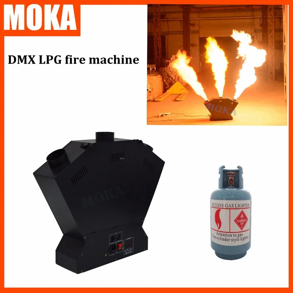 Stage fire machine 3 heads lpg Flame machine 200W Spray Fire Machine Dmx Flame Projectors 3m height for Stage Lighting Effect