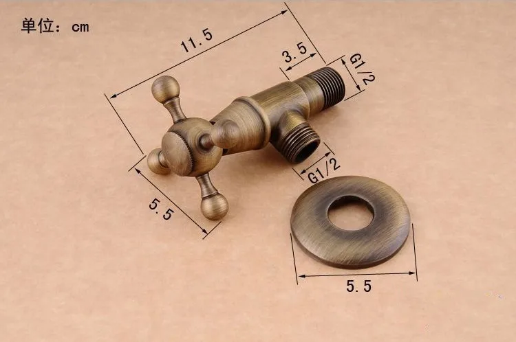 Запчасти для смесителей Водопроводные краны 1/2 "x 1/2" античная латунь Ванная комната угол остановить Клапан холодной и горячей заполнения