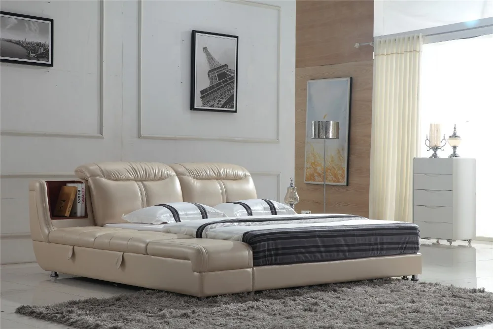 Современная кожаная кровать с 0410 для хранения|modern leather bed|leather bedbed with storage |