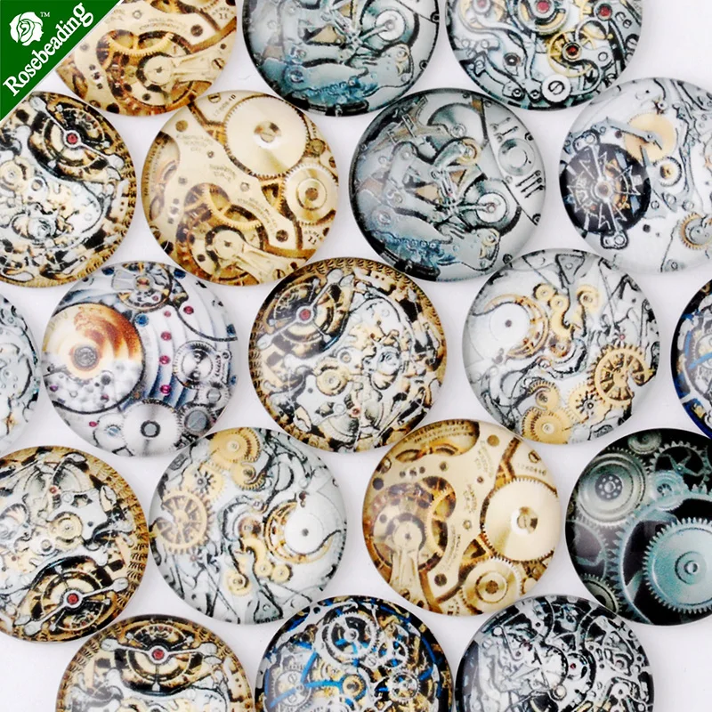 20 шт. круглый стеклянный кабошон мм с плоской задней частью для часов в стиле