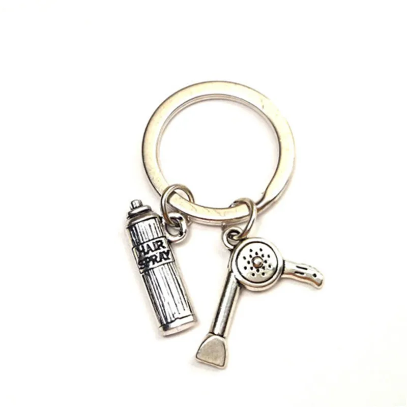 12pcs/lot Hairstylist Keychain Hair Dryer Charm Keyring Jewelry Hairdresser silver tone | Украшения и аксессуары