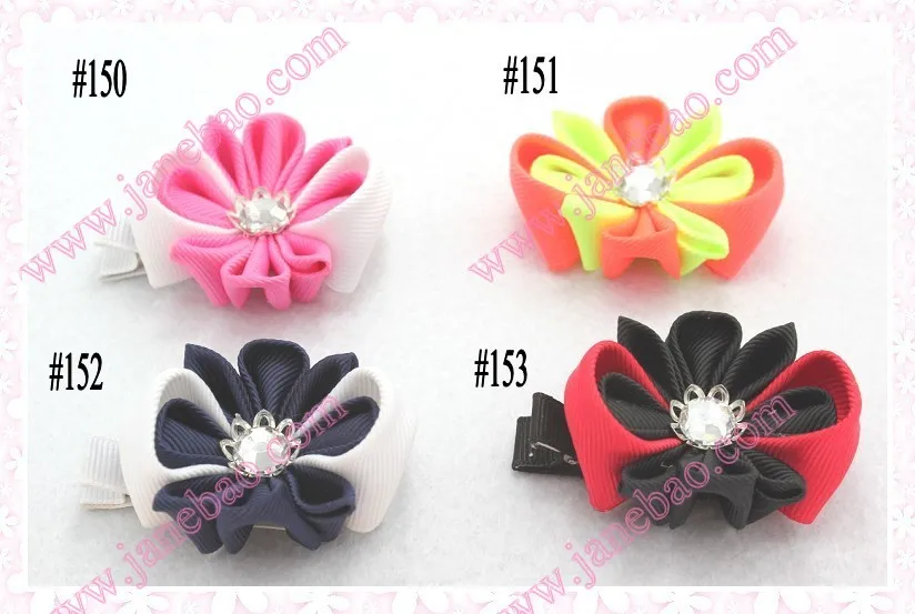 Новые 280 шт. " два слоя Kanzashi цветок заколки моды девушка Bow заколки