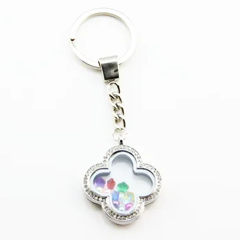 

10pcs Flowers Crystals Book Open Magnetic Living Locket Keychains High Quality Floating Charm Locket Key Ring