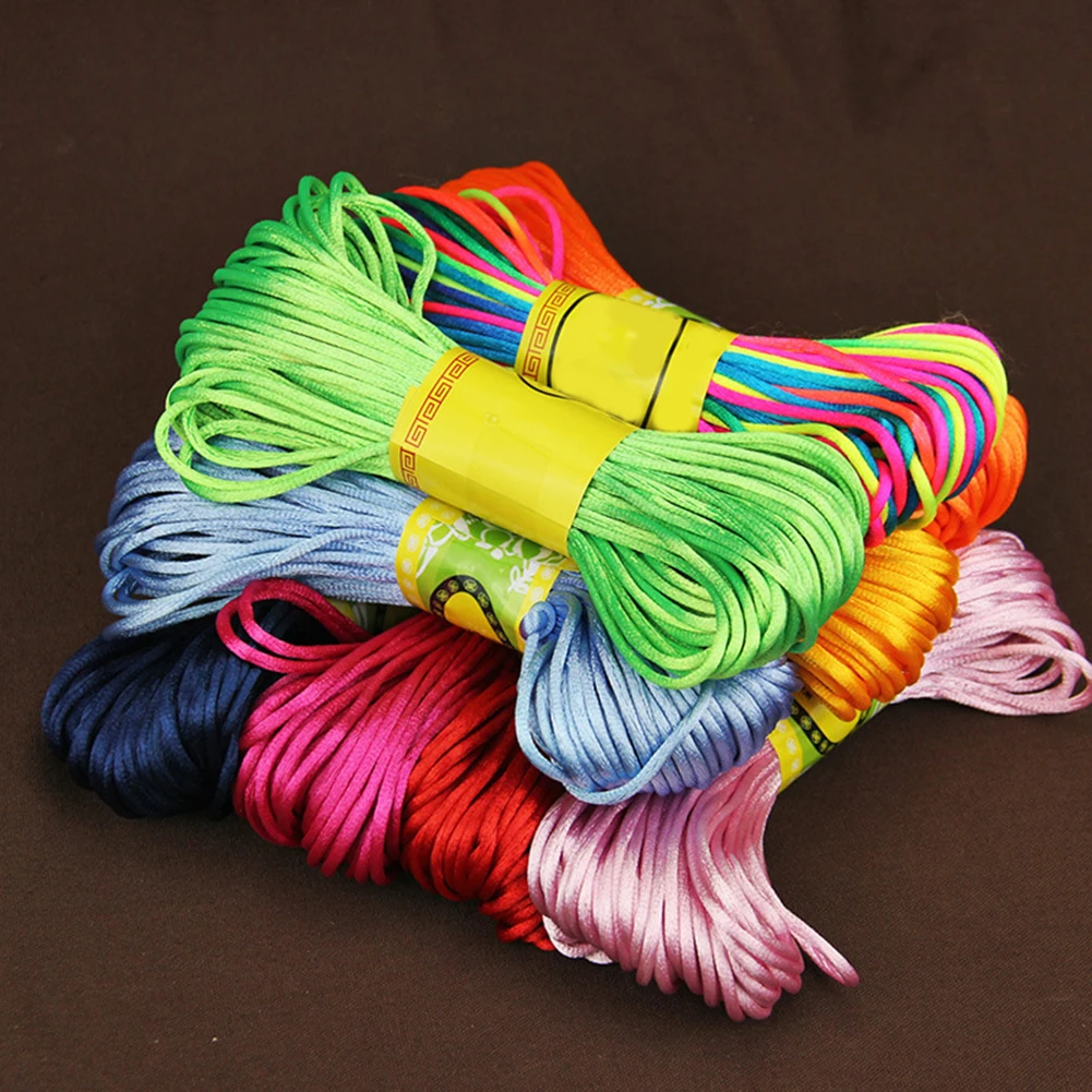 20 цветов нейлоновый шнур нить китайский узел макраме шнур браслет плетеный DIY кисточки вышивка бисером шамбалла нить