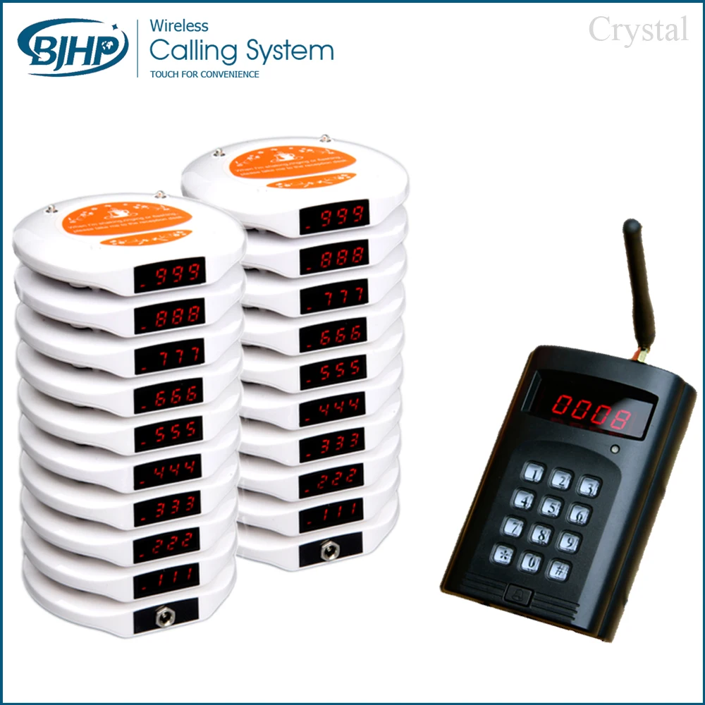 1 transmitter 20 pagers 2 charger wireless restaurant Queue number coaster pager customer take a meal Call Coaster Pager System