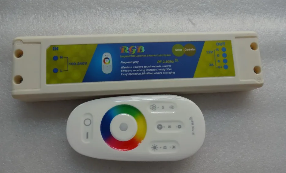 2.4 ГГц СИД РФ RGB сенсорный контроллер, AC100-240V вход, 12 В* 3A* 3 выходной канал