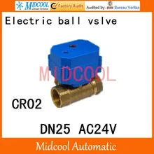 Нержавеющая сталь моторизованный шаровой клапан " DN25 управления вода угловой клапан AC24V Электрический шаровой(Двусторонняя) клапан провода CR-02