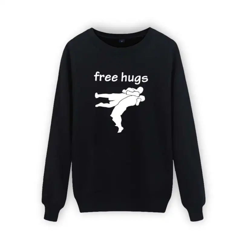 FREE HUGS MMA Black Hoodies Sweatshirt Men Brand Fashion Hoody In MMA Street Wear Style 3XL Hoodies Men Sweatshirt Male XXS