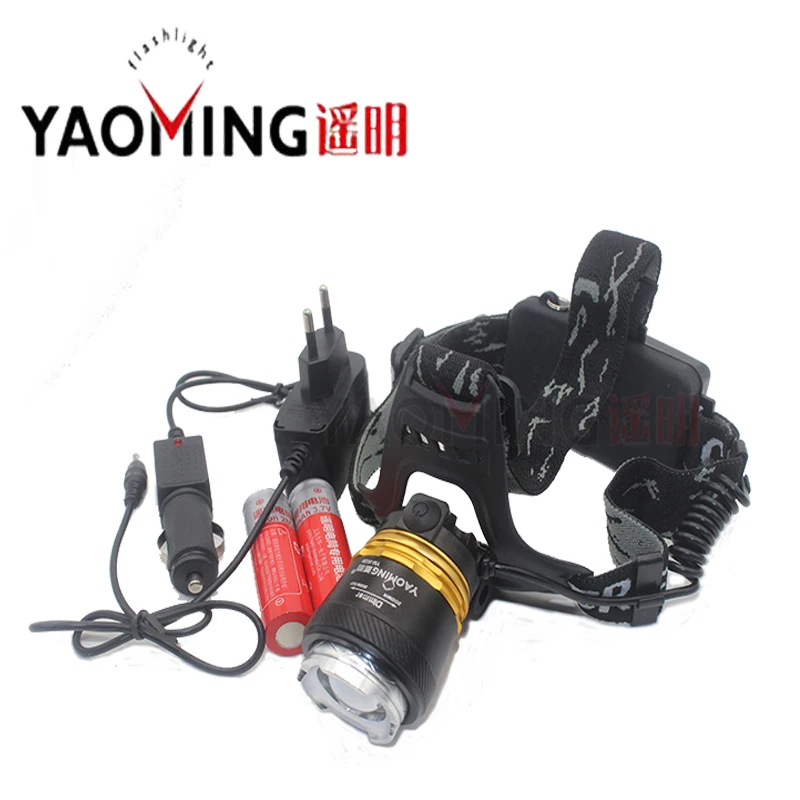 

1set CREE XM-L T6 rechargeable LED headlamp focus adjustable torch lantern with 2*18650 batteries and charger camping head lamp