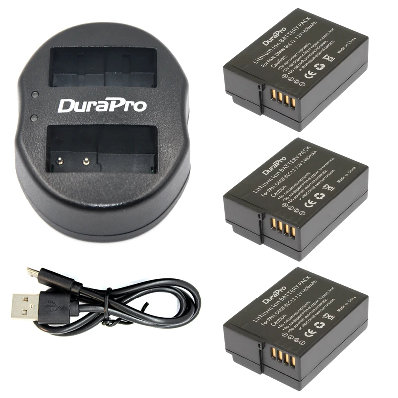 3 шт. Durapro DMW-BLC12 Батарея BLC12PP BLC12E BLC12 + USB двойной Зарядное устройство для Panasonic DMC GH2 G5 G6 V-LUX4 DMC-GH2 FZ1000 FZ200
