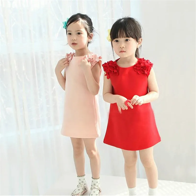 Stylish Cotton Blending Child Girls Flower Sleeveless Princess Vest Dress Baby Kids Party dress | Детская одежда и обувь