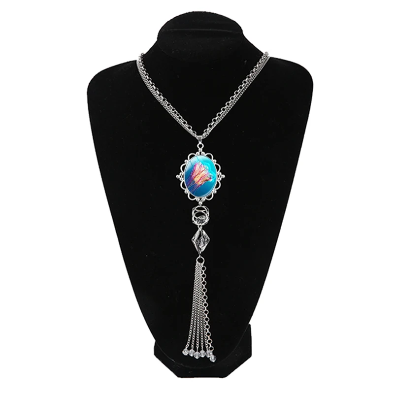 Подвеска Медуза длинное ожерелье с кисточкой ювелирное изделие морская жизнь