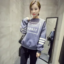 Long sleeved printing letters loose sleeve head plus cashmere fleece thickened students SK22