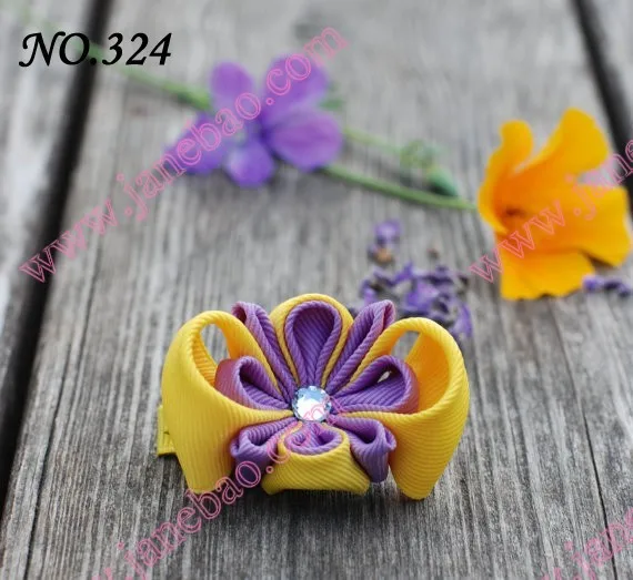 Новые 280 шт. " два слоя Kanzashi цветок заколки моды девушка Bow заколки