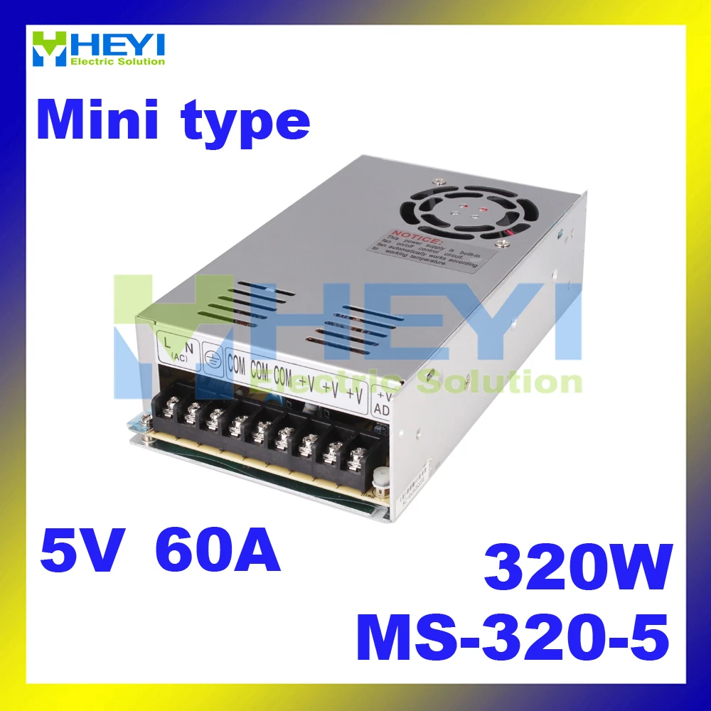 

CE approved MS-320-5 led driver ac-dc 320w 5VDC 60A switching model power supply miniature converter