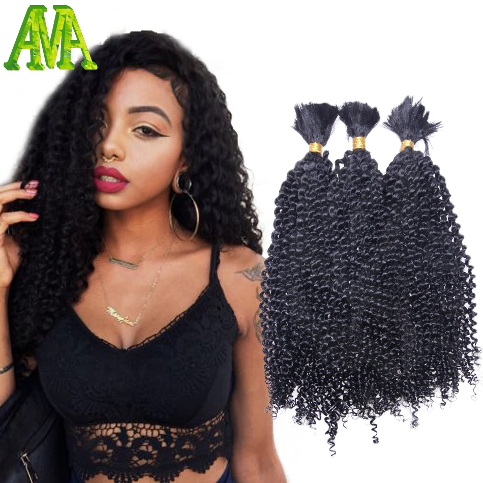 A Brazilian Virgin Kinky Curly Bulk Hair Pcs Human Hair For Braiding Bulk No Attachment