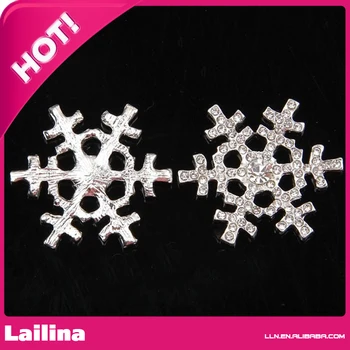 

Rhinestone flatback silver plated snowflake button for ribbon acessories / Snowflake button hot sell