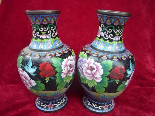 Редкие коллекционные Cloisonne вазы \ ручная работа \ Украшение \