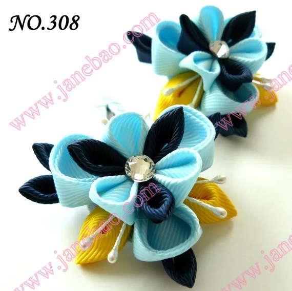 Новые 280 шт. " два слоя Kanzashi цветок заколки моды девушка Bow заколки