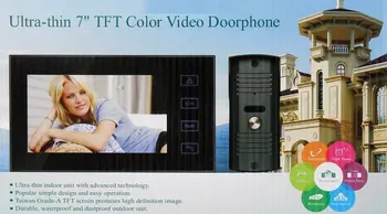

1V4 7"TFT Wired Video Doorphone Intercom System Kit Outdoor Night Vision Camera Indoor 4PCS TFT Touch Screen