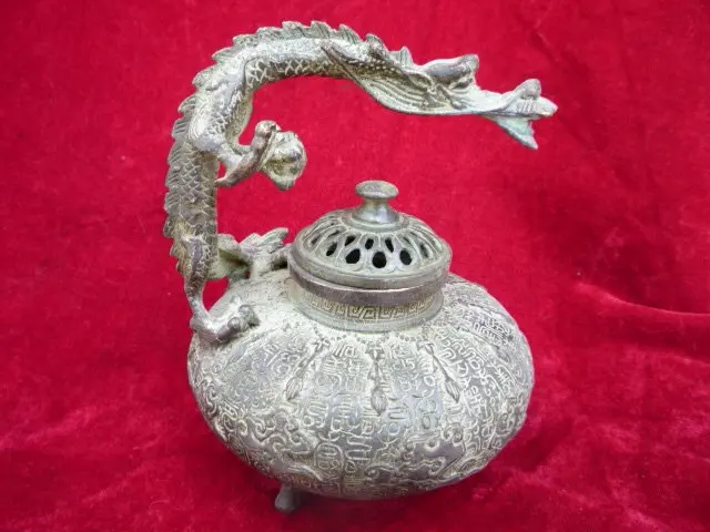 Коллекционная династия Мин (xuan de1426-1438) бронзовый дракон ладан \ курильщик, украшение, бесплатная доставка