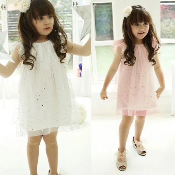 Gauze Baby Tutu Dresses Kid Girls Sleeveless Dress Gauze Sequins Dress