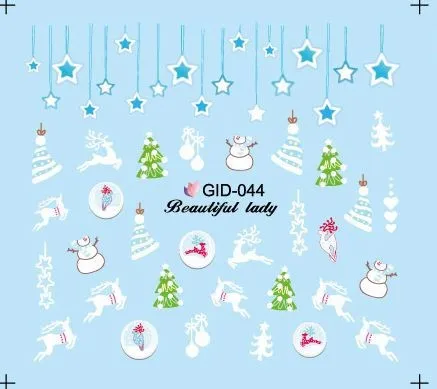 Gid свечения в ночь 20 листов/много смешанных gid037-048 серии Рождество воды Наклейка Вода перевода Стикеры