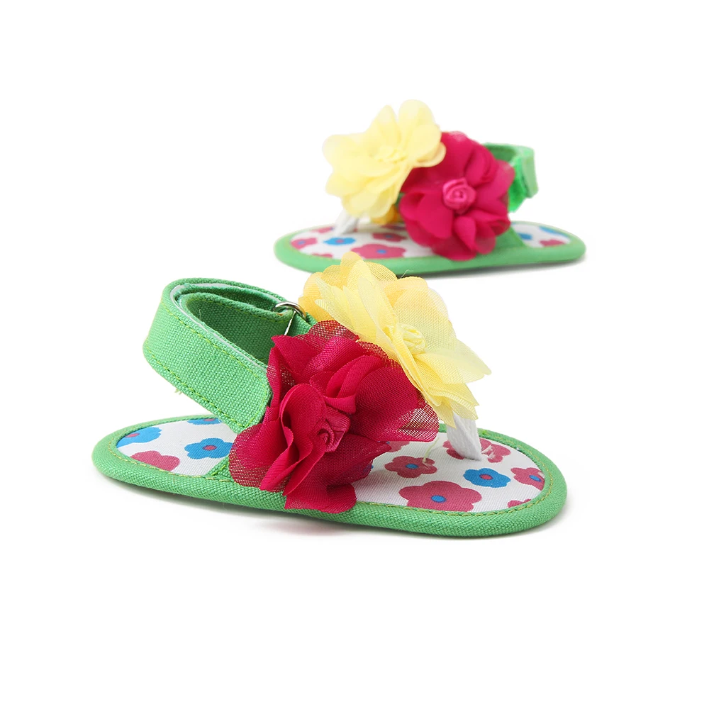 Delebao Newdsign Baby Sandals Yellow Flower Cotton Soft Sole Summer Sandals For 0-18 Months Baby Shoes