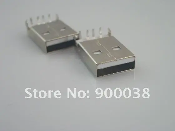 Бесплатная Доставка 100 шт. Разъемы USB Тип Мужской Угловые DIP 4 Шпильки белый изолятор