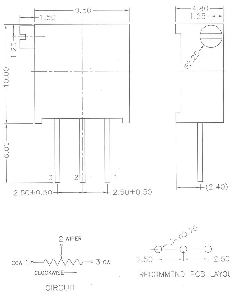 100 шт. 3296X5 К/50 К/500 К Ом B-Тип Linear Precision Кермет Поворотные триммер ручку потенциометра, переменный резистор